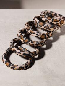 6 peças/Conjunto Elástico de Cabelo com Estampa de Leopardo para Mulheres, Faixa de Toalha de Cabelo, Corda de Rabo de Cavalo, Não Danifica o Cabelo, Corda de Cabelo, Suportes de Rabo de Cavalo, Elásticos de Cabelo, Acessórios de Cabelo, Estampa Animal