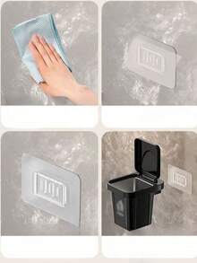 1 Pc Trash Bin Ashtray, A Creative Combination Of Trash Can And Ashtray, Wall Mounted Personalized Non-Perforated Bathroom Cover Smoking Device Suitable For Bathroom, Home, Daily And Festival Use.