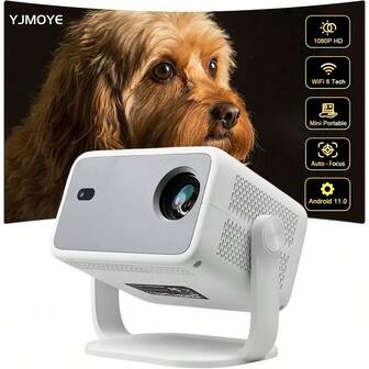 YJMOYE YJMOYE Smart Projector Native FHD 1080P Android 11.0 Autofocus/Keystone Correction (V+H) 5G Dual-Band WiFi6 Portable Movie Projectors 150inch Large Screen Home Theater Compatible With Mobile Phones