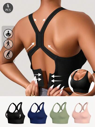 PCS Seamless Shockproof Sports BH Lightweight Breathable Yoga Gentle Workouts, Back Beauty, Wireless Support, Padded, Comfy Base Vest Top view 2