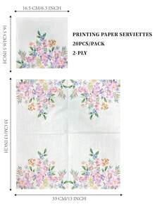 20pcs/Set Disposable Colorful Floral Printed Napkins, 13inchx13inch, For Birthday, Wedding, Holiday Tea Party, Restaurant, Home Use, Party Supplies, Made Of Virgin Wood Pulp - Multicolor - View 3