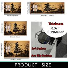 1 pieza Felpudo de goma con estampado de bruja de Halloween, árbol desnudo y gato, tapete para baño, cocina, lavandería, decoración de ambiente festivo, decoración para el hogar, fiesta, boda, cocina