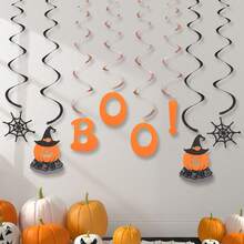 Halloween 3D Pumpkin, Ghost, Bat, Bell, Witch, Spiral Hanging Decorations, Cute Ghoul Party Backdrop Wall Decor, Banner Pennant