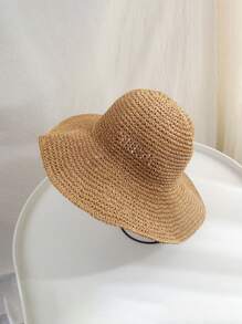 1pc Personalized Embroidered Sun Hat For Women, Fashion Versatile Beach Hat With Name Embroidery, Wide Brim Vacation Beach Straw Hat, Casual All-Match Sunscreen Hat, Gift For Family, Friends, Mother, Lover, Suitable For Daily, Travel, Can Be A Mother's Day, Personalized Birthday Gift