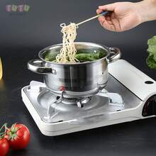 Olla de acero inoxidable, juego de 3 ollas de acero inoxidable, juego de 3 ollas de 20-26 cm, juego de utensilios de cocina de acero inoxidable, olla para sopa con doble asa, con tapa de vidrio, mango de remache pesado, olla para sopa con tapa, juego de cocina con asa, herramientas de cocina profesionales, utensilios de cocina, resistentes y duraderos, fáciles de limpiar, simples de usar, buena calidad y bajo precio, adecuados para cocinas de inducción y gas, adecuados para acampar, hogar, restaurante (plata) - Plateado - Ver 7