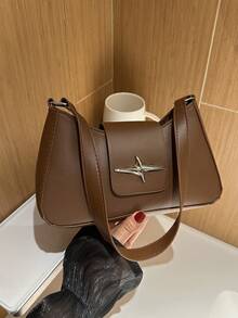 Y2K 风格黑色星形金属配件单肩包 - 晚装和休闲钱包，女士小手提包