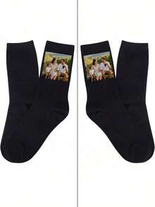 1双定制中筒袜、定制人脸袜、情侣袜、定制照片袜、定制印花袜、个性化搞笑脸袜、定制图片袜、袜子上可印任意脸型、周年纪念礼物、情人节礼物、生日礼物、结婚礼物、母亲节礼物、父亲节礼物、挚友礼物 - 黑色 - 查看 2