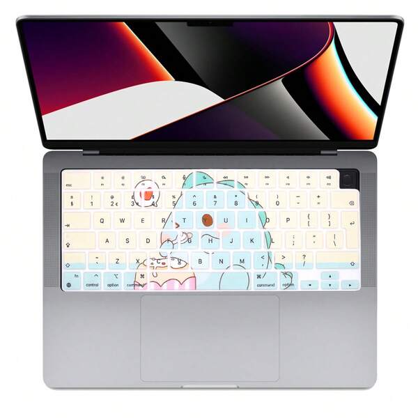 1PC Fresh Cartoon Patterns English EU Layout Keyboard Cover Skin Compatible With Macbook Air 13.6" 15.3" M2 M3 A2681 A2941 A3113, 2024 2023 2022 2021 Pro 14" 16" M1 M2 M3 M4 A3403 A2991 A2485, A2442, Silicone Keyboard Protector