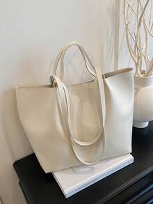 新款时尚大容量纯色 PU 皮革单肩手提包非常适合毕业生、女孩、户外、旅行和返校、背包、轻便、便携、商务休闲、女孩、女大学生、办公室、大学、中学、高中、工作、商务、通勤、游乐场、运动、购物和度假