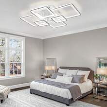 Modern Square LED Ceiling Light – 6-Panel Flush Mount With Remote, Dimmable Lighting For Home - HY-PL0103-6H-WT - Xem 7