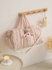 多用途大容量绗缝花卉手提包、单肩包、挂包，适合婴儿车、户外携带、孕妇和新生儿 - 彩色 - 查看 5