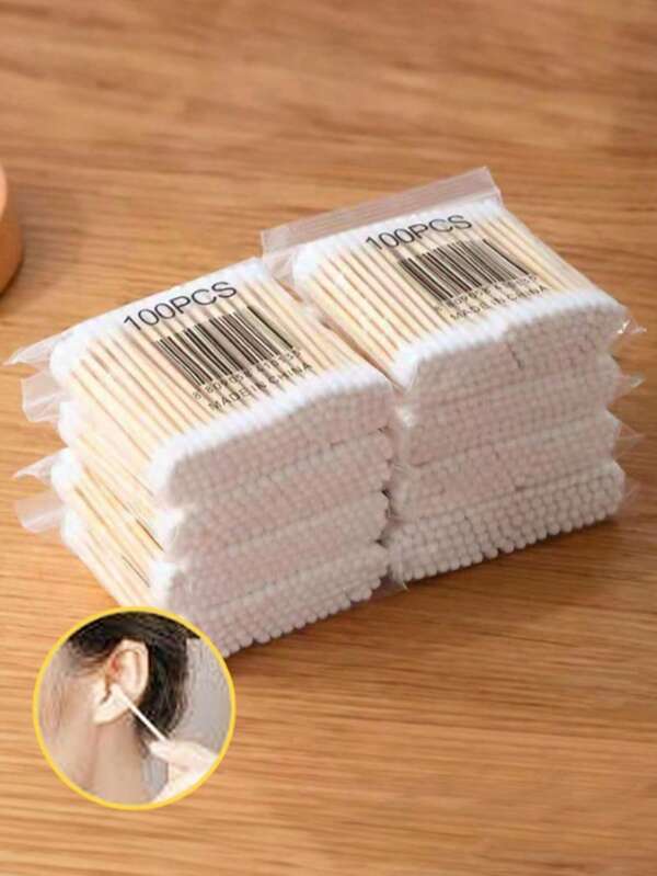 100pcs Double-Ended Round Cleaning Stick, Hygienic Cleaning Stick, Round Double-Pointed Cleaning Rods, Hygienic Cleaning Rods, Household Cleaning Rods,Household Makeup Remover Stick,Bag,Organizer,Storage(Random Color)