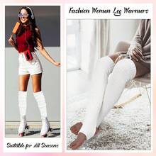 Long Leg Warmers Women 24 Inch Over Knee Knit Ribbed Leg Warmer Stirrup Yoga 80s Party Dance Ballet Supply - Putih - View 4