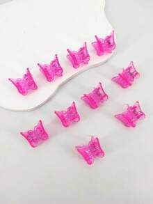 10/20/30pcs 2cm Small Elegant Cute ABS Plastic Butterfly Hair Clips, Suitable For Daily Wear - Hot Pink - View 2