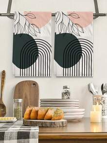 2 Pcs Bohemian Style Ultra Soft Dish Towels, Made Of Polyester, Woven Design Suitable For Kitchen, Modern Farmhouse Decor, Neighbor Gift, Cleaning Supplies, Kitchen Decor - Black and White - View 18