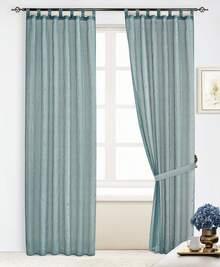 Transparent Curtain With Fine Stripes (1 Piece), Size 140*260 Cm, Lightweight And Breathable, Decorated With Silver Threads, Soft Light Incidence, Suitable For Living Room, Bedroom, Balcony And Other Living Areas - 綠色 - 查看 1
