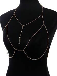 1 Stück sexy und sinnlicher Körperkette für den Strand mit Strass-Anhänger und Quasten-Charm