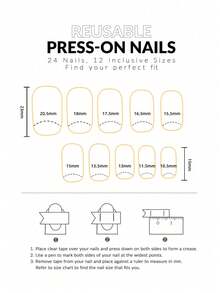 24pcs Medium Long Square Press On Fake Nails White And Pink Flower Fake Nails Women Spring Coffin Nails - Multicolor - View 4