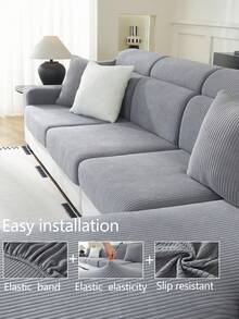 1件装弹力沙发套，防滑全覆盖沙发座套，四季皆宜，布艺沙发套，可机洗，防尘，宠物友好，装饰性沙发保护套，可调节，适用于转角沙发、卧室、办公室、客厅，1/2/3/4人座。 - 深灰色 - 查看 6