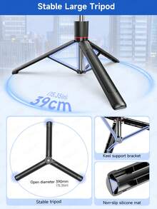 TOKQI 67"/170cm Alloy Bluetooth Selfie Stick Tripod With Stable Handle - 360° Rotatable Phone Holder, Wireless Remote And Detachable Stand, Compatible With /Camera/Smartphone - 3-In-1 Foldable (Handheld/Desktop/Tripod), Suitable For Vlog, Travel And Stabilized Video, Compatible With IOS And Android Phones, Ideal For Summer Vacation, Travel, Fill Light, Outdoor Activities And Live Streaming. - Multicolor - View 11