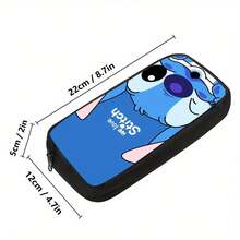 1 pieza Estuche grande de capacidad de Stitch de  "Amamos a Stitch" - Caja de almacenamiento de tela multiusos duradera, incluye 12 marcadores de colores y 2 bolígrafos, útiles escolares y de oficina portátiles, regalo ideal para fans de dibujos animados, diseño de personajes de dibujos animados, útiles escolares, vuelta al cole - Multicolor - Ver 2