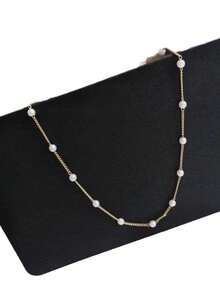 1pc Luxury Fashion Elegant Pearl Necklace, Suitable As Holiday Gift. 1pc New Exquisite Water Drop Diamond Claw Chain Necklace, Suitable For Wedding, Engagement, Gala - Yellow Gold - View 3