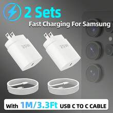 Topadre 25W 超快速壁式充电器，配备 3.3/6.6 英尺 USB C 转 Type C 快速充电线，兼容 Galaxy S24 S23 S22 S21 S21+/S21 Ultra/S20/S20 Ultra/Note 20 Ultra/Note 10，支持超快速充电，USB C 充电器，Type C 充电器 Nan - 美規A型插(110-127V) - 查看 9