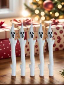 1pc Spooky White Ghost Candles - Long Elegant Taper Candles For Halloween Decor, Gothic Party, Horror Theme Wedding Home Decor Fall Decor Room Decor