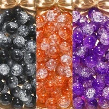 50pcs 8mm Halloween Festival Double Color Crack Beads Black Orange Purple Straight Hole Beads DIY Bracelet, Necklace, Ring, And Phone Rope Spacer Beads Accessories Beads