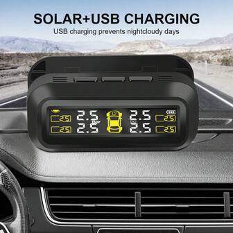 太阳能 TPMS 温度警告燃油节省轮胎压力监测系统汽车轮胎压力监测器带 4 个外部传感器