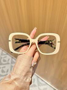 1 件女士方形 Y2K 眼镜框，带透明镜片，波西米亚风格镂空眼镜