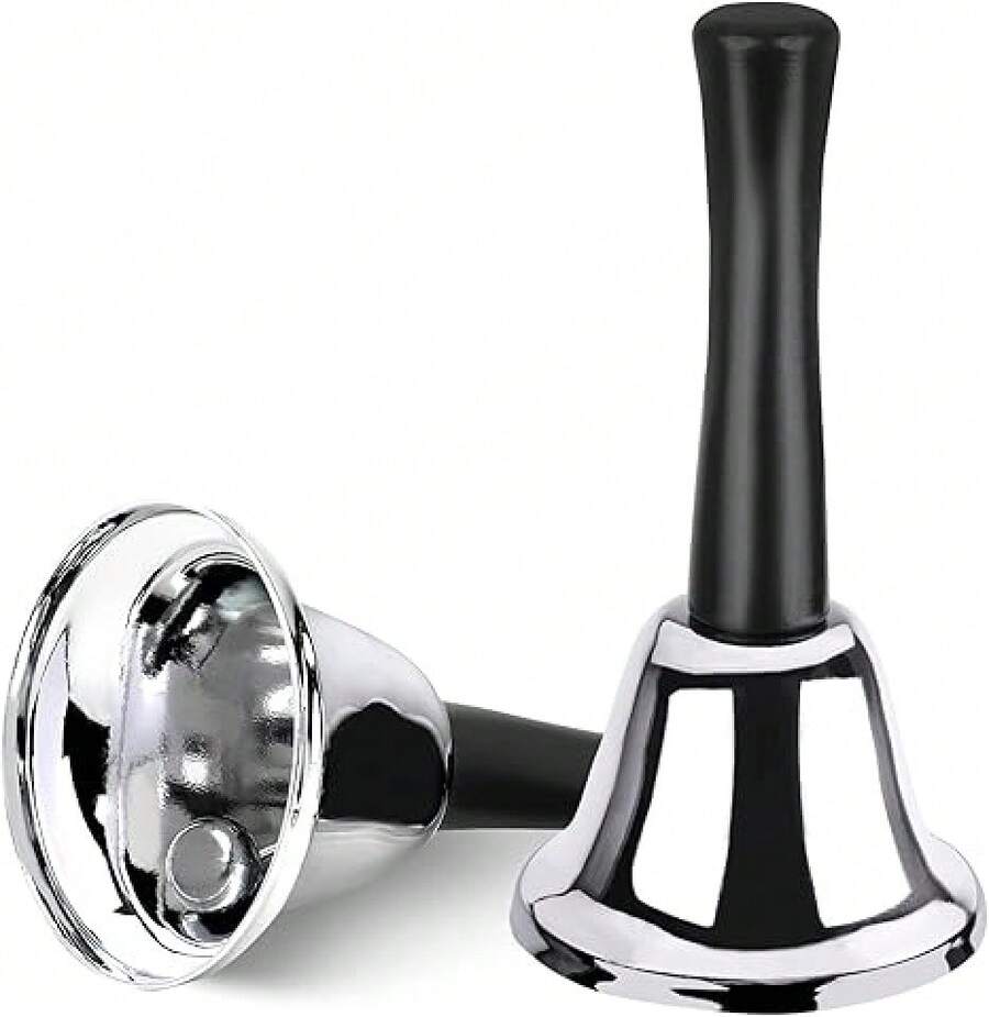 2 Pack Hand Bell, Silver Steel Bell, Ringing Bell With Handle, Dinner ...