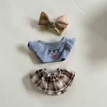 LABOBO 10cm Doll Clothes, High-End Lattice Print Mini Dress Set For LABUBU Blind Box