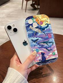 Clouds 1 件时尚天空与海洋印花加厚防摔保护手机壳，适用于 Apple 11/12/13/14/15 Pro Max 和 Galaxy A04/A05/A13/A14/A15/A24/A25/A35/A54/A55/S23/S24 - 彩色 - 查看 1