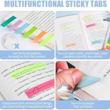 10pcs/2000 Sheets Muted Color Index Tabs, Student Reading Marker Stickers, Bible Reading Note Labels, Colorful Translucent Sticky Notes,School Supplies,Back To School