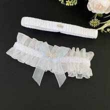 1 set de jarretière de mariage avec nœud en ruban bleu, jarretière d'amour de mariée, décoration de jambe, cadeau de mariage, convient pour n'importe quel mariage