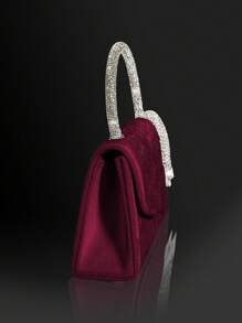 Nuevo bolso de noche elegante y de moda, bolso de fiesta brillante con rhinestones, bolso de mujer con colgante de rhinestones exquisito, set de 3 piezas con collar, aretes y pulsera de rhinestones brillantes, adecuado para fiestas, banquetes y bailes