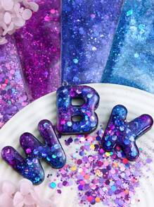 (4 sacs/set 10g/sac) Ensemble de paillettes en résine holographique mélangées, paillettes épaisses scintillantes, poudre pigmentaire pour résine époxy, pour artisanat DIY, bijoux