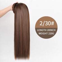 合成长直发假发带头带 20 英寸半假发，女士接发，自然黑棕色假发，耐热