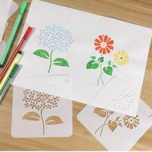 镂空绘画模板20个 儿童绘画工具DIY相册蕾丝尺子手账本 小学生手写报告 13CM*13CM - 白色 - 查看 3