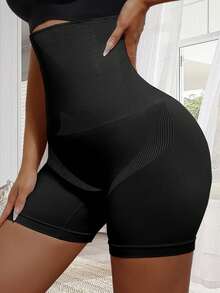 1条高腰塑形内裤，女士收腹提臀短裤，束腰提臀内裤 - 黑色 - 查看 5