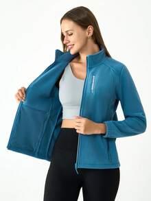 女士抓绒外套，户外保暖透气修身连帽抓绒大衣，适合春秋季徒步、登山和运动，冬季服装