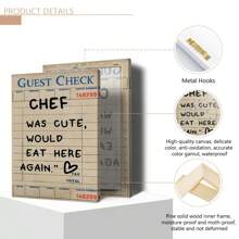 1pc Unframed Guest Check Fa Wall Art, Chef Is Lovely Would Eat Here Again, This Must Be The Place, Guest Check, Red Chef Art Prints, Posters Guest Check, Canvas Wall Decor For Living Room, Bedroom Posters,Wall Art,Room Decoration Stuff,Modern,Quotes(Optional Frame)