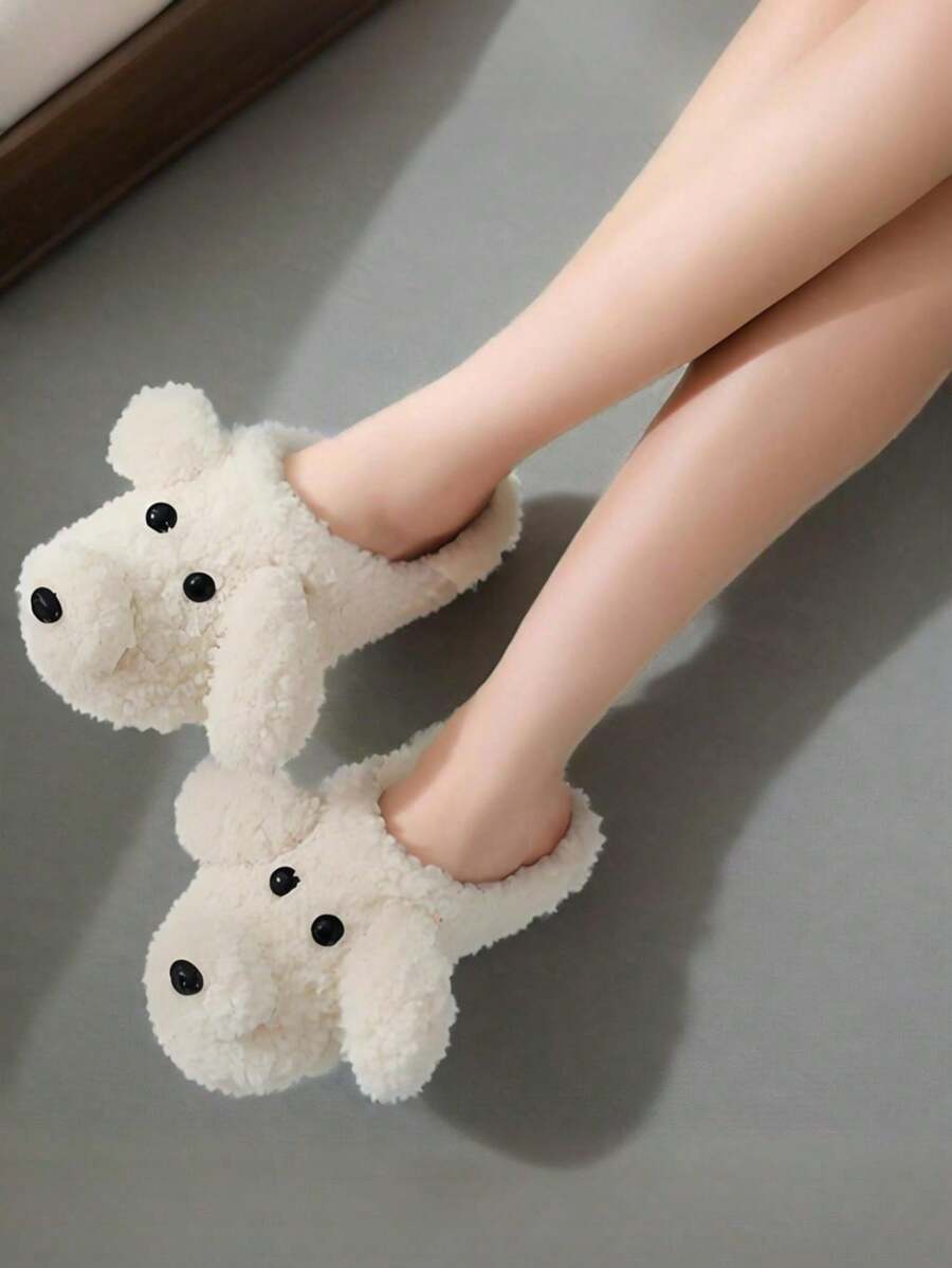 1 Pair Women's Thick Sole Plush House Slippers, Soft Cloud-Like Lining, Anti-Slip Rubber Sole, Warm Feet Experience For Autumn/Winter Indoor Wear