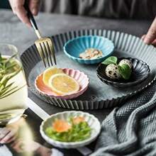 3.5 Inches Flower Shape Ceramic Sauce DishMini Side Seasoning Dish Condiment Dishes Sushi Soy Dipping Bowl Snack Serving Dishes Porcelain Small Saucer Set Set Of 4