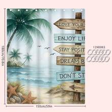 1/4 件棕榈树主题浴室套装，包括浴帘、浴垫、U 型马桶盖、马桶盖罩、时尚窗帘/帷幔、防水浴帘，无需钻孔，由涤纶制成，可机洗浴室装饰