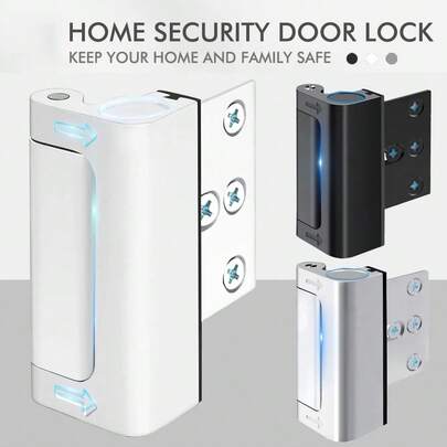 2pcs Security Door Reinforcement Locks, Door Reinforcement Lock With 3 Inch Stop Withstand 800 Lbs For Inward Swinging Door, Upgrade Night Lock To Defend Your Home Suitable For Occupational Work Industrial Use