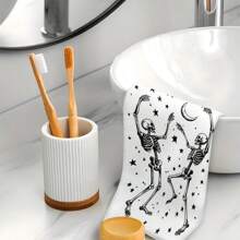 1 set/2 buc prosoape de vase cu model de craniu de Halloween, bureți abrazivi, potrivite pentru restaurante, bucătării, băi, decorațiuni de sărbători, decorațiuni pentru întâlniri de familie, decorațiuni pentru casă, articole de uz casnic, cadouri pentru vârstnici și prieteni