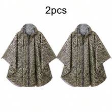 Women's Waterproof Hooded Rain Poncho-Plaid Pattern,Sportwear With Pockets & Zip Closure