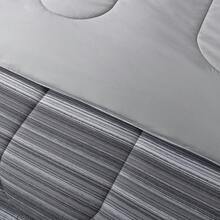 7-Piece Reversible Bed In A Bag Comforter Set With Sheets, Blue Floral, Queen - Grey Stripe - 查看 7
